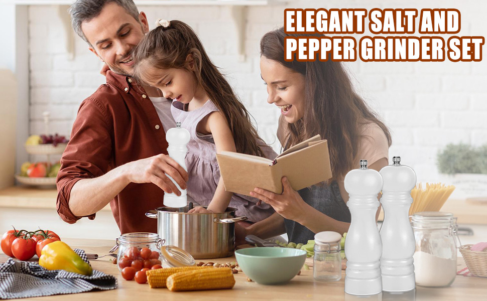 Набір з 2 шт. дерев'яних мельниць для солі, перцю та чилі - ручні, з регулюванням помелу. Ідеально для солі, перцю та чилі.