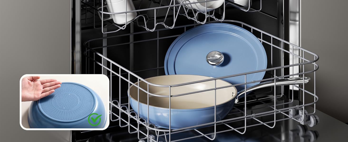 Набір сковорідок Redchef з керамічним покриттям, алюміній, 20/24/28 см, для всіх типів плит, антипригарне покриття, без PTFE, PFOA, PFAS, сумісний з індукцією, підходить для духовки, блакитний