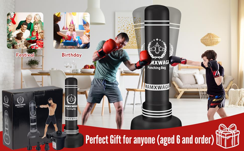 Боксерський мішок-лежак для дорослих, підлітків та дітей, 180 см. Надувний боксерський мішок з підставкою та електричним насосом для боксу, таekwondo, карате, муай-тай