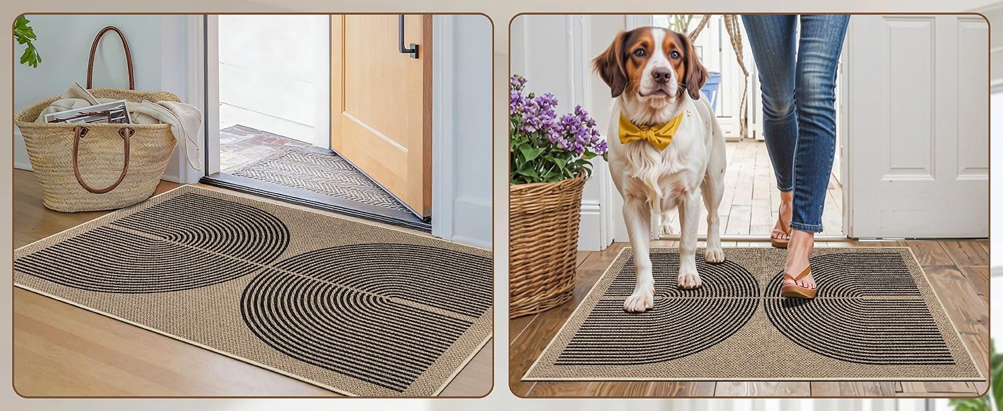 Килимок для дому та вулиці 50x80 см, джутовий, антиковзаючий, чорний