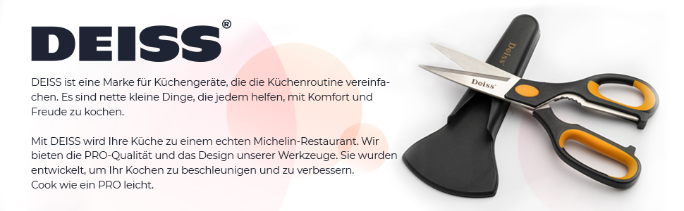 Кухонні ножиці Deiss PRO Heavy Duty з нержавіючої сталі - універсальні, для птиці, риби, м'яса, салатів та зелені