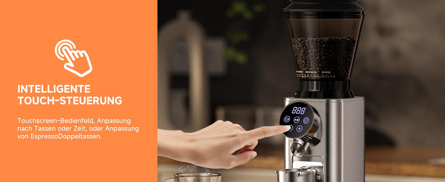 Електрична кавомолка Biolomix для еспресо з регулюванням помелу та контейнером для портафільтра (CG210-2)