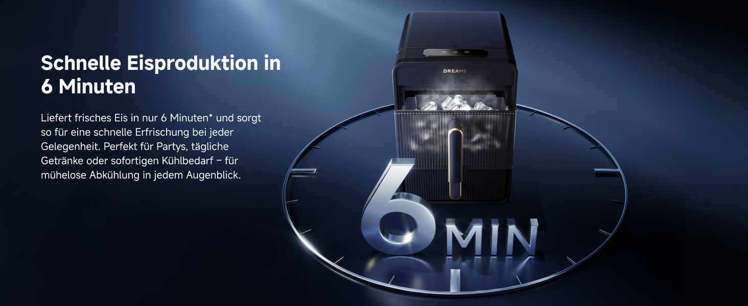 Машина для приготування льоду Dreame Aura: швидке виробництво, ізольований бак, 2 розміри, LED, самоочищення