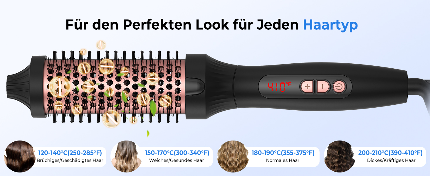 UKLISS Стайлер для волосся 6 в 1 Air Styler Set - Професійний стайлер з насадками: фен-щітка, керлер, щітка з гарячим повітрям, фен-щітка, фен, випрямляч | для створення локонів, об'єму, випрямлення та сушіння (Перламутровий) (Елегантний рожевий)
