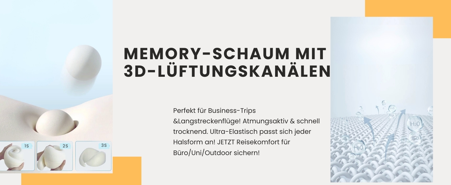 Подушка для подорожей Nappy Dreamjoy з Memory Foam, сірого кольору, для авто, поїздів та літаків, A3 H669-3