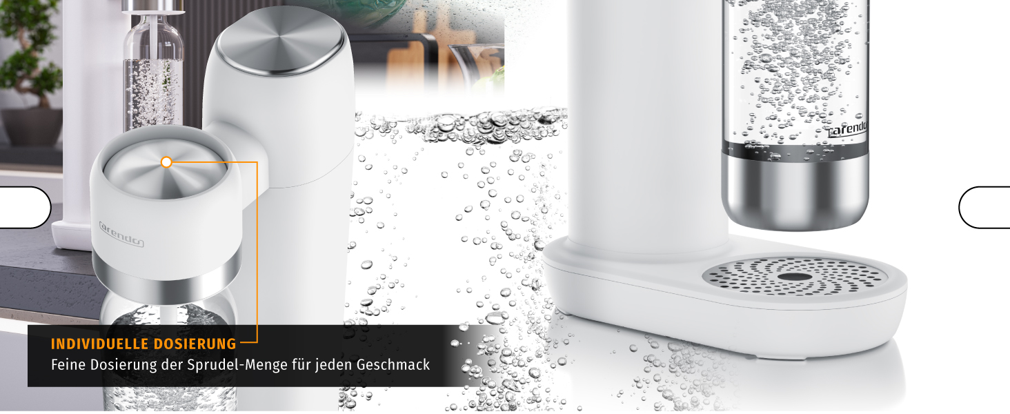 Arendo Soda Maker - Газова вода вдома: приготуйте газовану воду без цукру та барвників! Сумісний з CO2 балонами 60 л, пляшка 1000 мл, BPA free