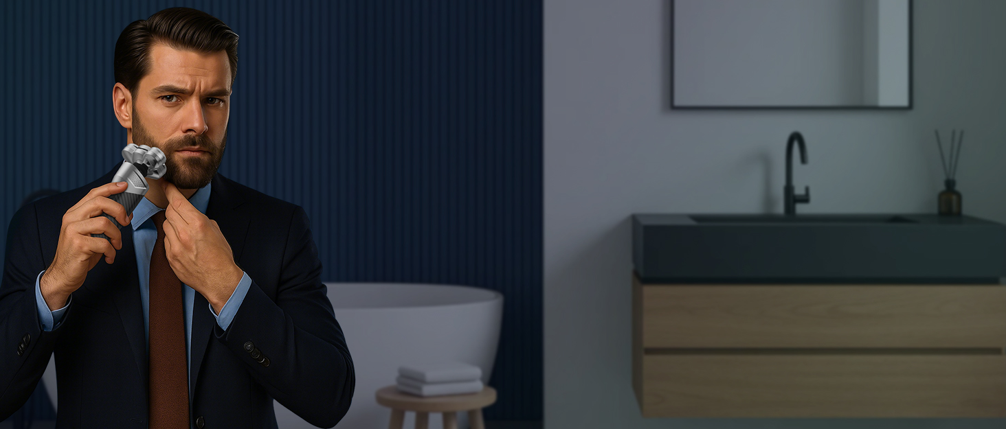 Електричний гоління для чоловіків VOYOR TX500: 5D, мокрий/сухий, бездротовий, LED дисплей, 150 хв роботи (чорний)