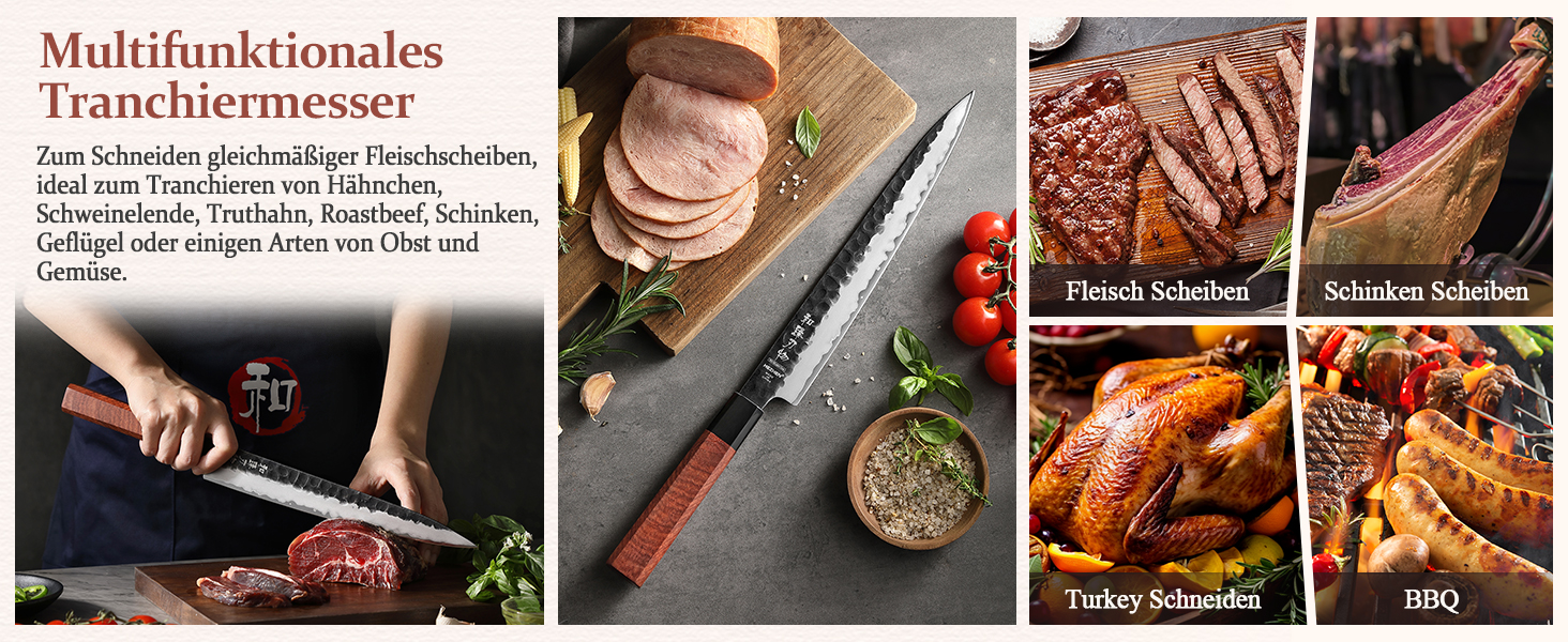 HEZHEN 8-Inch 3-Layer Damascus Steel Chef's Knife - Professional Japanese Kitchen Knife with Octagonal Redwood Handle & Wooden Sheath