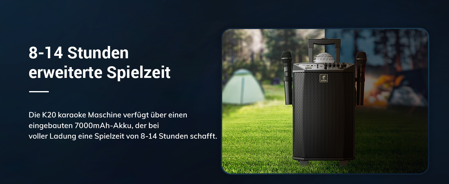 Караоке система TONOR K20 з 2 мікрофонами, Bluetooth, світлодіодна куля, для дому та відпочинку