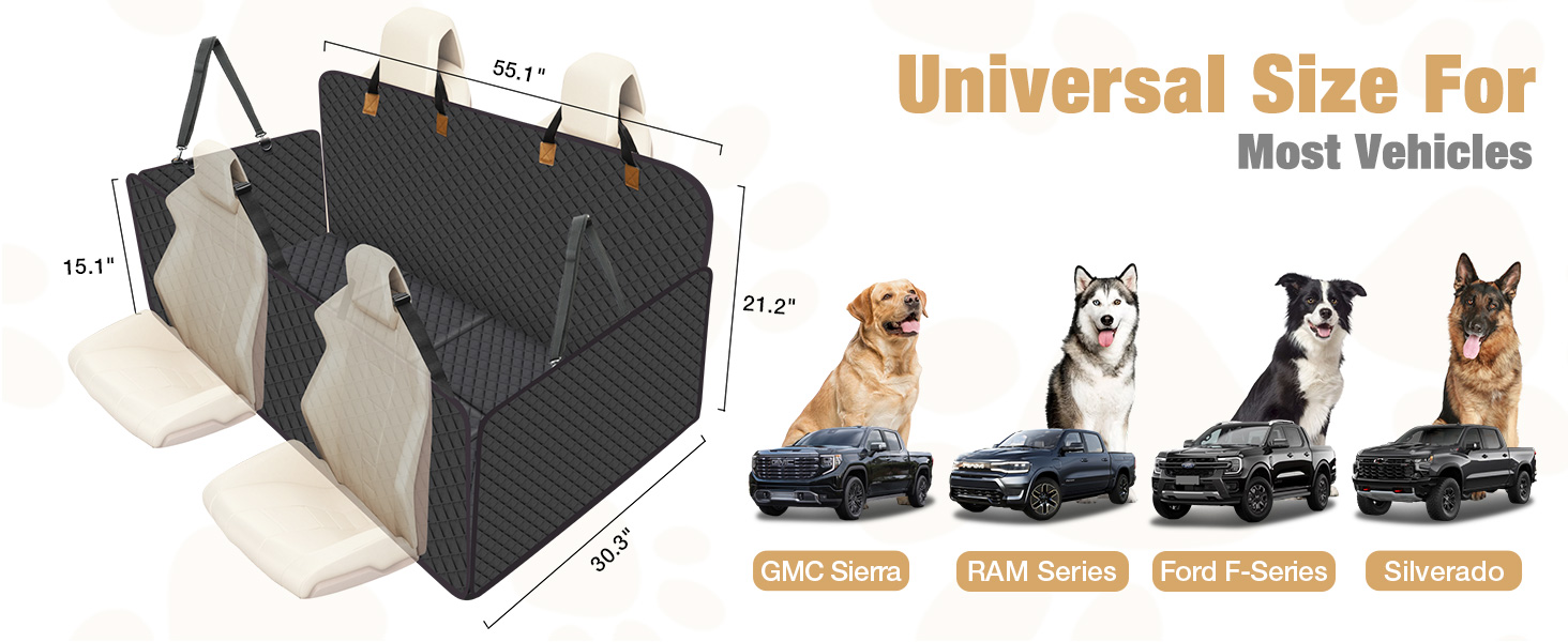 Накладка на сидіння автомобіля для собак Lekeinchi - водовідштовхувальна, стійка до подряпин, з 6 дерев'яними планками та ременями безпеки (140x77 см, камуфляж)