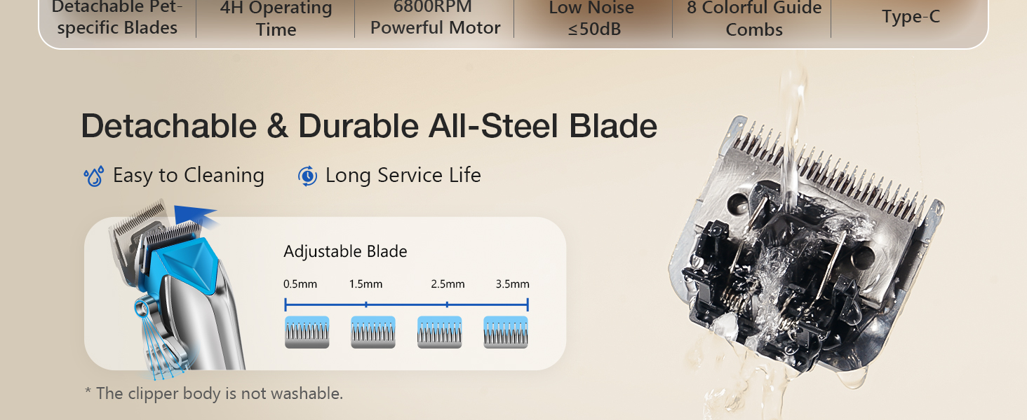 Професійна машинка для стрижки собак Leise, для густого та кучерявого хутра, срібна