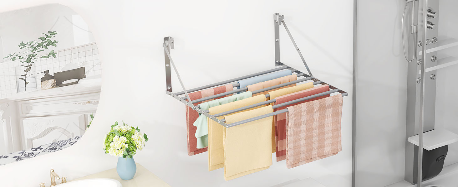Настінна сушарка для білизни Innotic - розкладний, вологостійкий, сірий, 60 см
