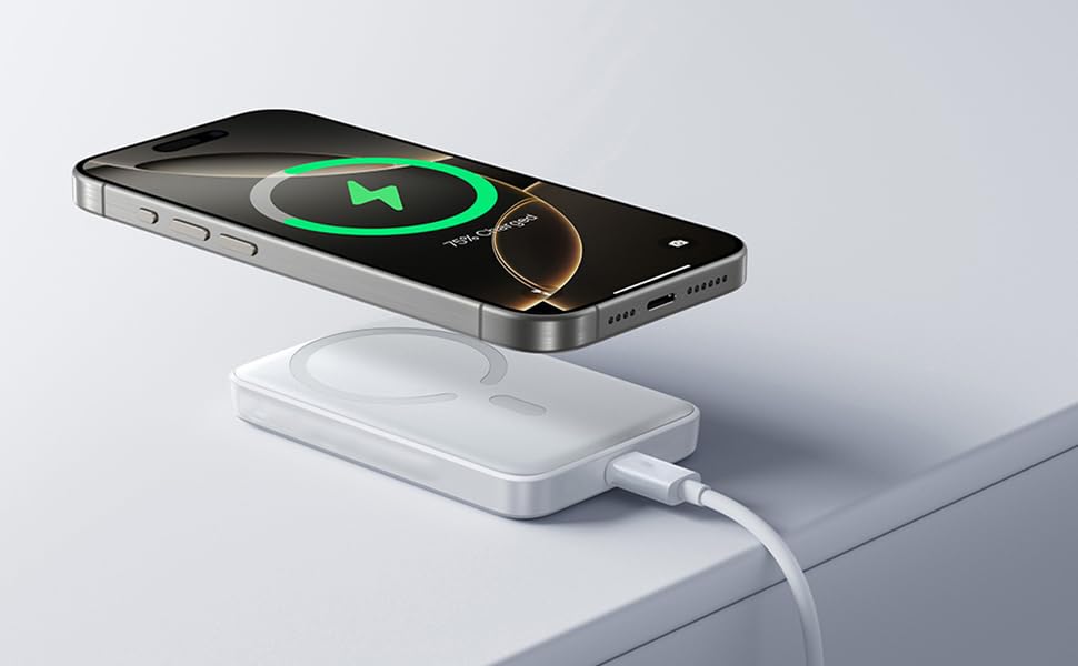 Магнітний бездротовий Power Bank 10000mAh 20W зі швидкою зарядкою для iPhone 17/16/15/14/13/12 Pro Max, компактний зовнішній акумулятор