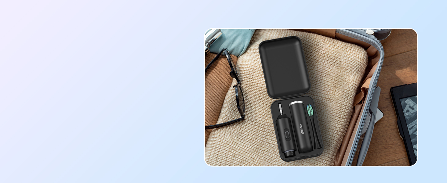 Електрична зубна щітка VOYOR-HEALTH ET410 Black: 5 режимів, для подорожей, USB-зарядка