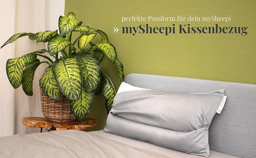 Наволочка mySheepi Home з 100% єгипетської бавовни, сіра, 60x40 см – для ортопедичної подушки для шиї
