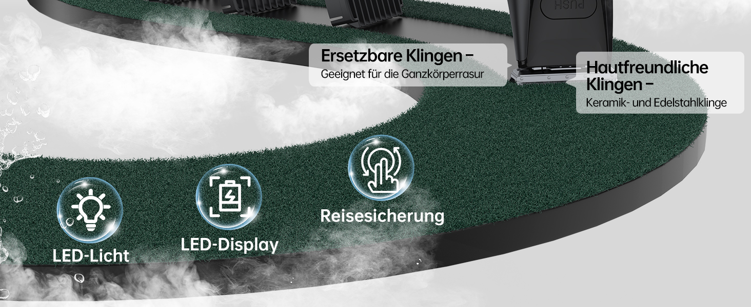 Електричний чоловічий триммер для бороди та тіла з 4 насадками, USB, вологостійкий, чорний