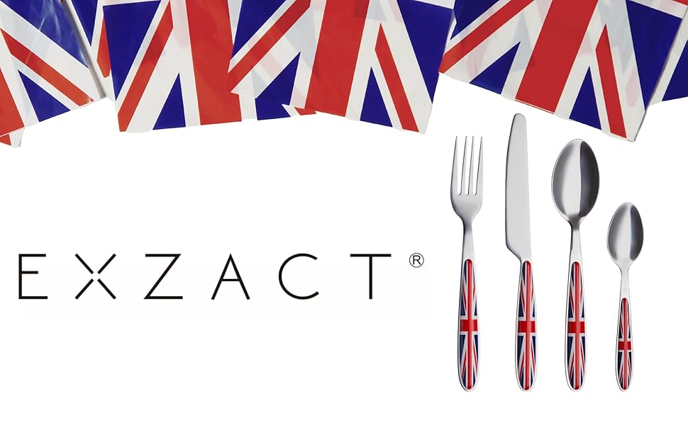 Набір столових приборів Exzact Rostfrei Stahl (нержавіюча сталь) з дизайном Union Jack (24 шт.)
