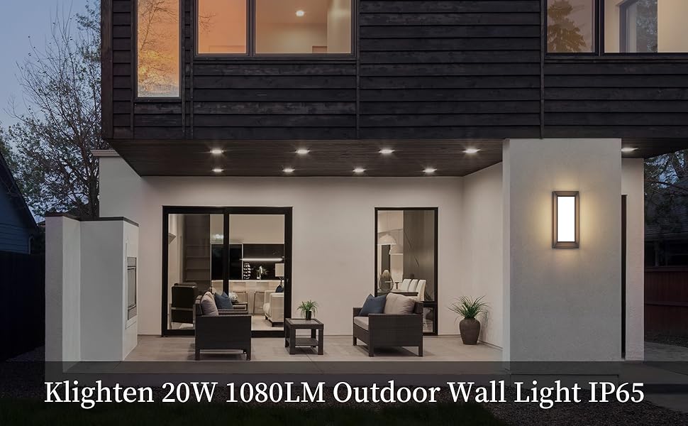 Зовнішнє настінне світило Klighten, IP65, 60W, 3000K, Антрацит