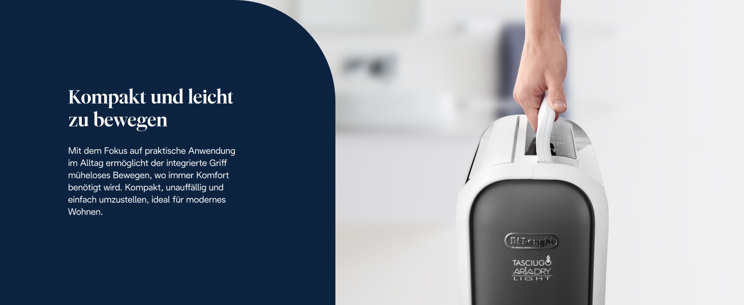 Зволожувач повітря De'Longhi Tasciugo AriaDry Light - портативний, з іонізатором, 16л/день, сушка білизни, сірий (DNS65)