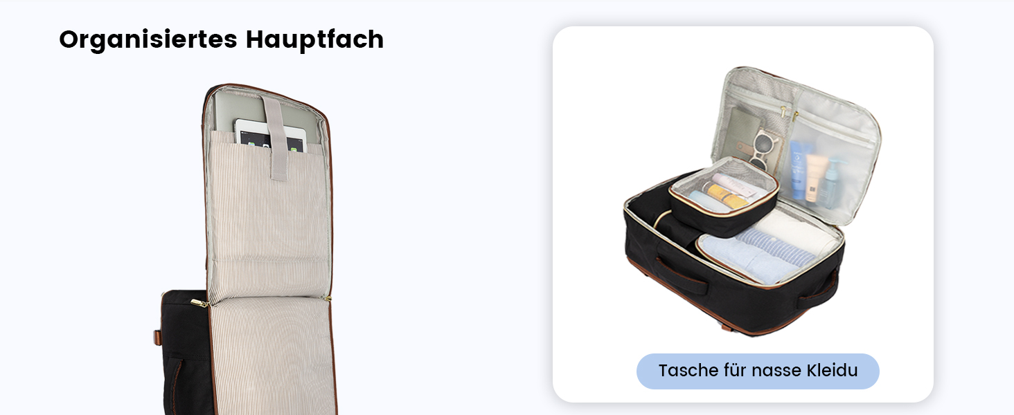 Рюкзак LOVEVOOK для ручної поклажі в літак, 40L, водонепроникний, для жінок, з відділенням для взуття та ноутбука 17.3 дюймів, бежевий + хакі