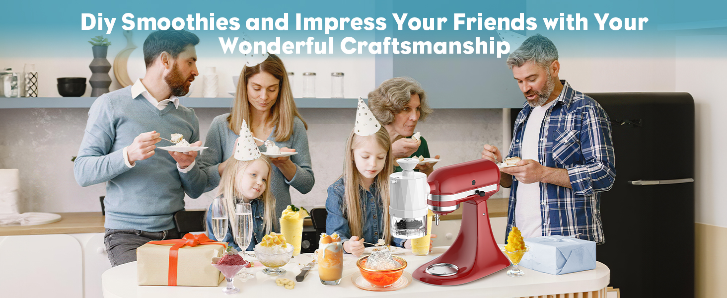 Льододробарка для міксера KitchenAid, насадка-терка для льоду з 8 формами, змінні леза, шейкер для слаші, аксесуар для KitchenAid