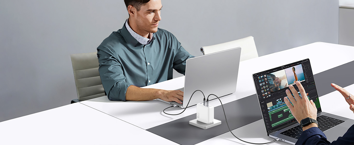 Зарядний пристрій USB-C 120W NOVOO GaN III 3-порти, кабель USB-C PD 100W для MacBook Pro 14