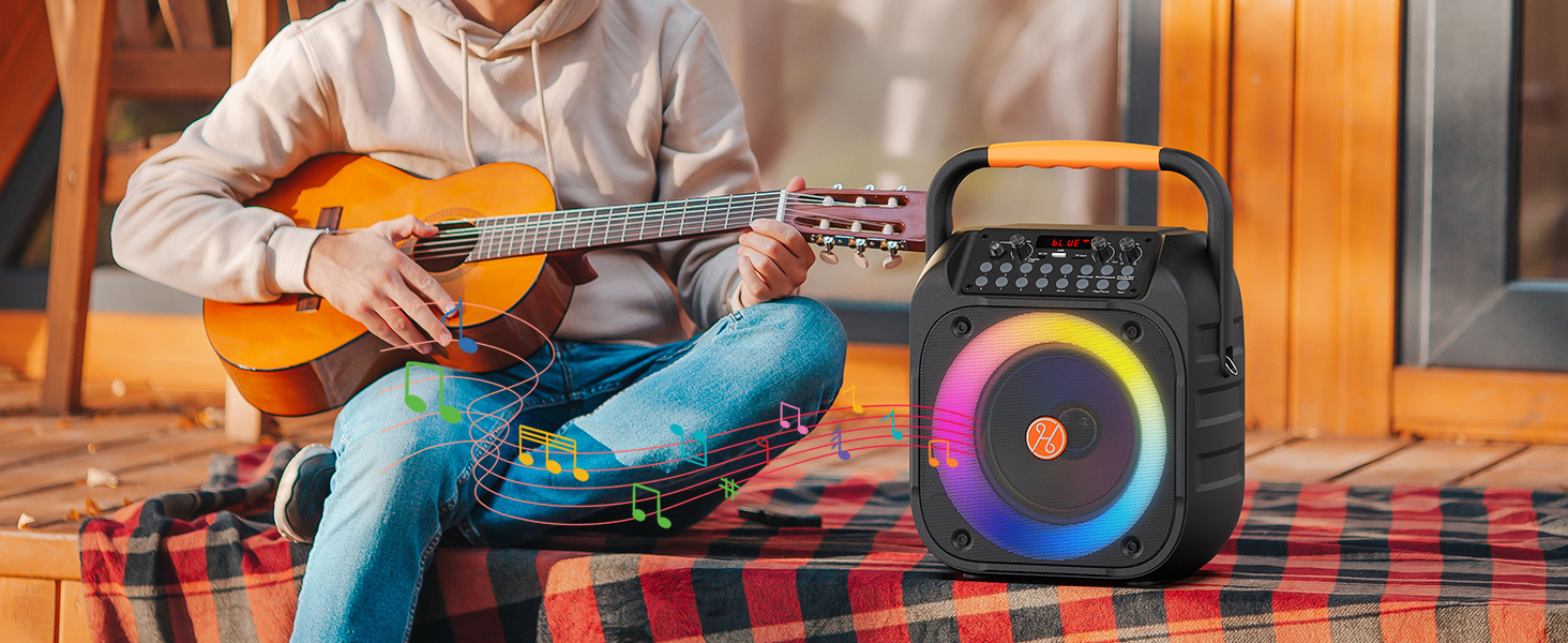 Портативна караоке-машина з Bluetooth, 2 мікрофони, LED-підсвітка, сабвуфер 6.5'