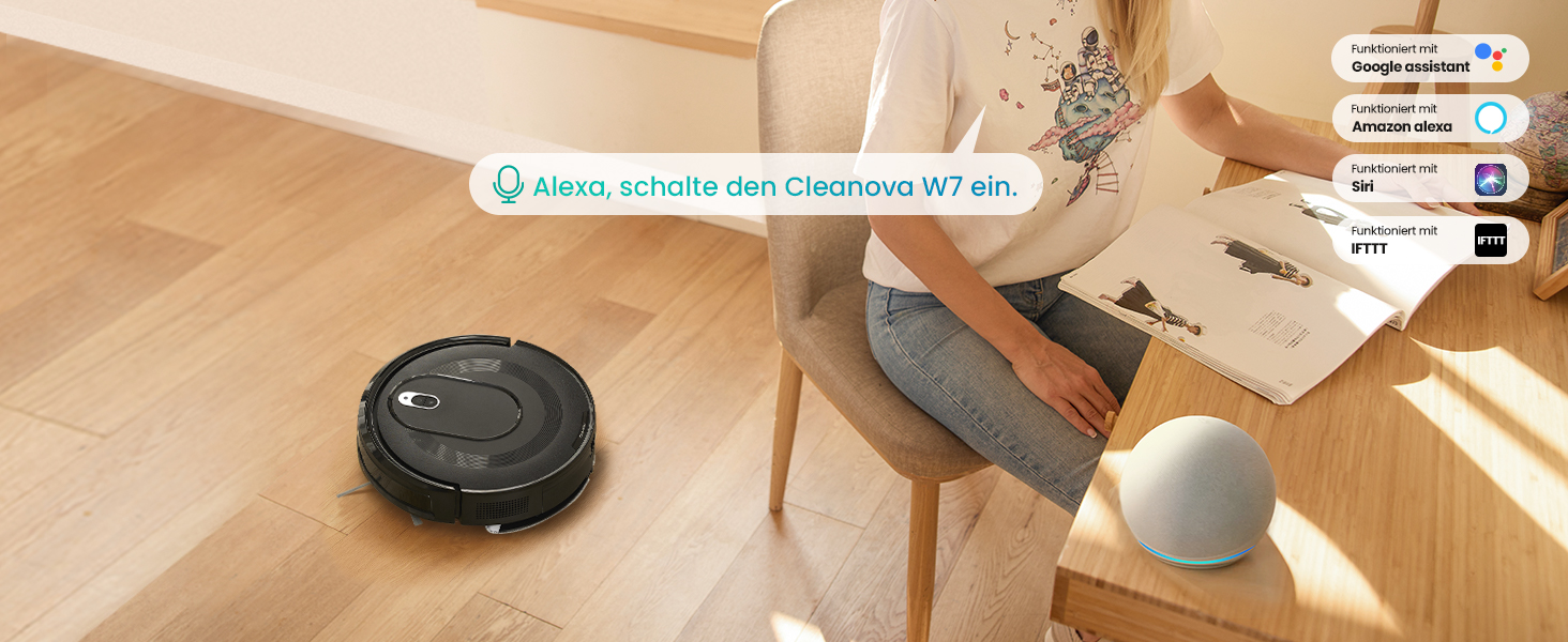 Робот-пилосос Vexilar W7 3-в-1 з функцією миття, потужність 4000Pa, 120 хв роботи, керування через додаток/пульт, для тварин, килимів та твердих поверхонь