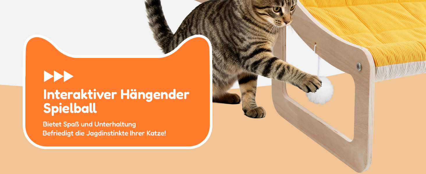 Крак-стійка для котів з великим ліжком Luxus, жовта | З міцного березового дерева, сизаль, 25 кг, біо-льон