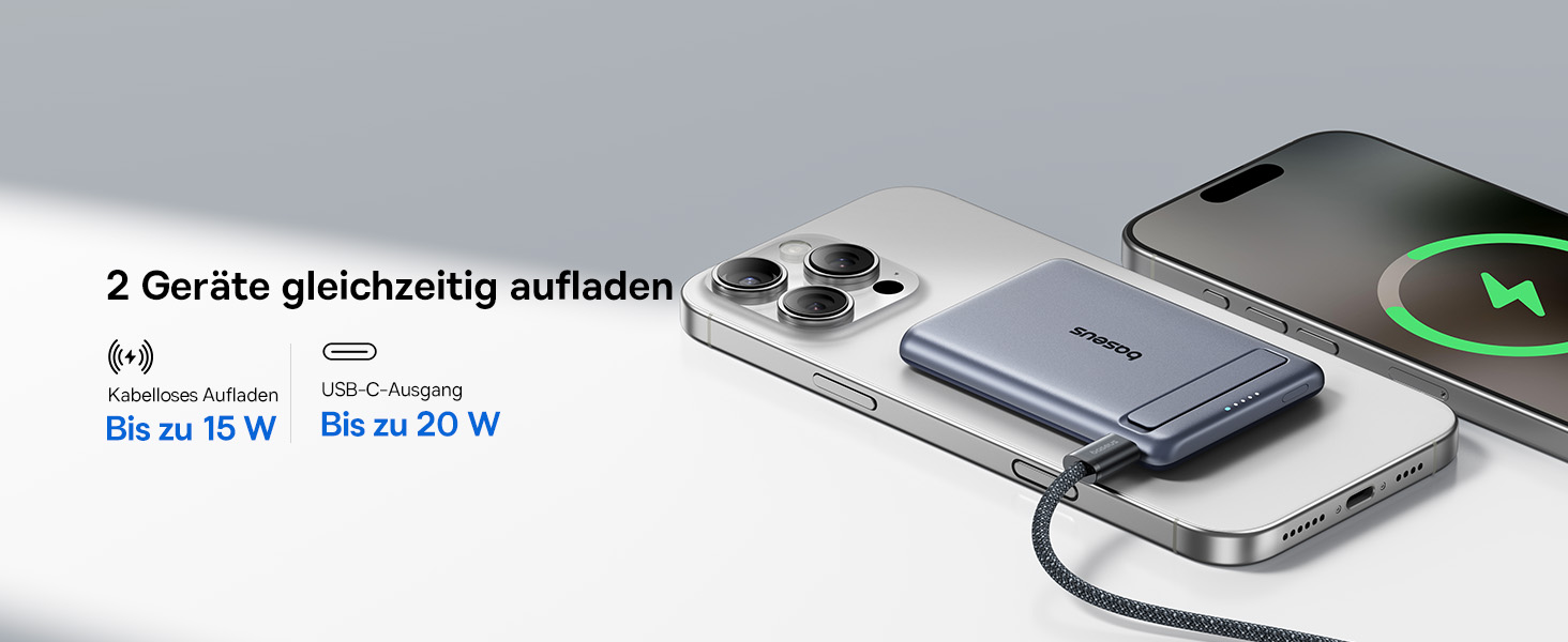 Power Bank Baseus Mini MagSafe 5000mAh з MagSafe, PD 20W, Qi2, сірий колір