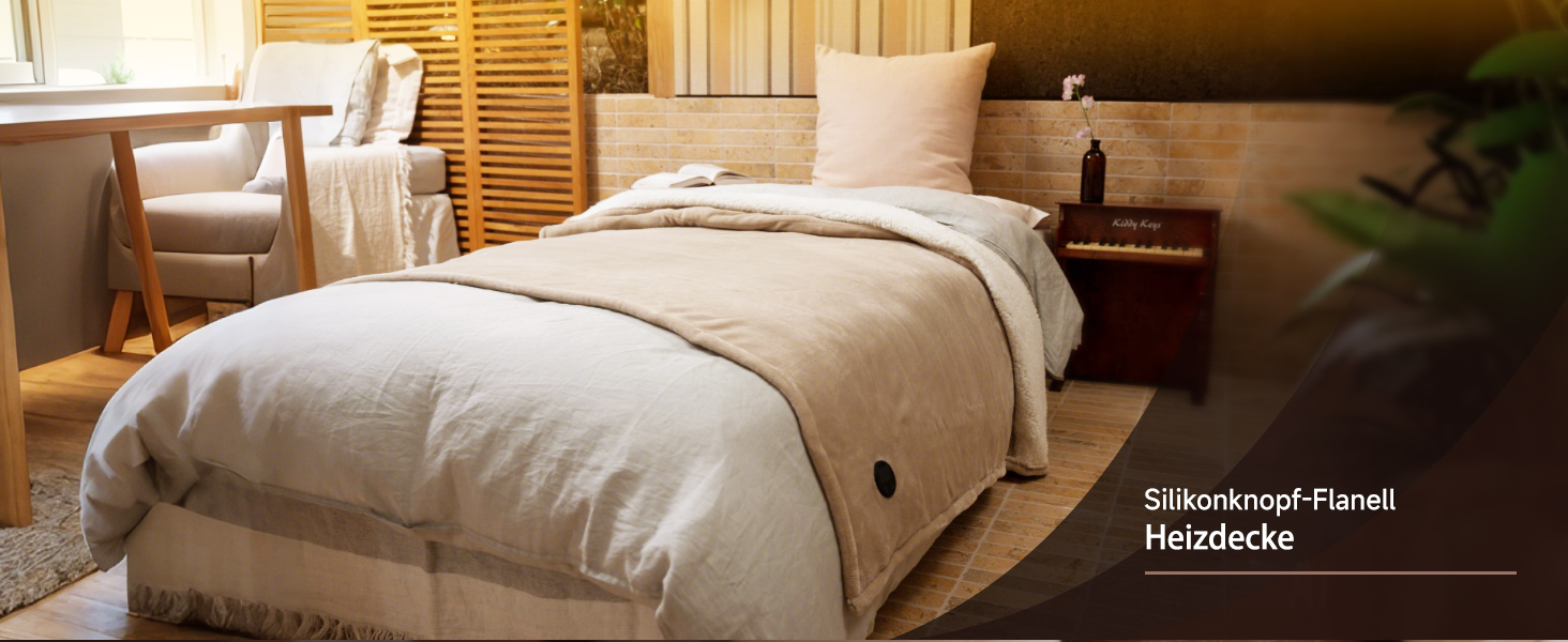 Електрична ковдра GOTCOZY 130x180 см з 10 режимами нагріву та таймером, що вимикається, пральна, бежева