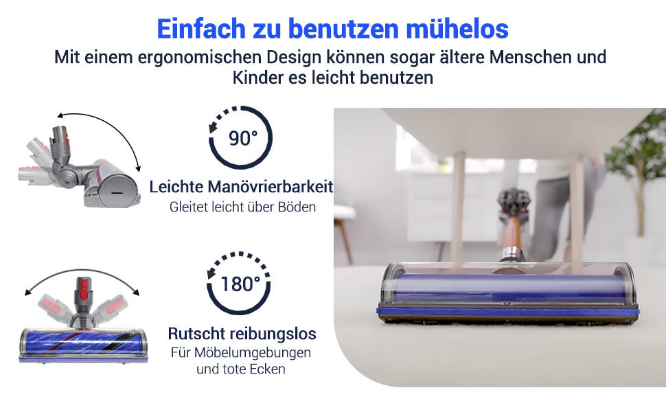 Турбощітка для пилососів Dyson V7, V8, V10, V11, V15 - DAMAIYI, замінна щітка, аксесуар для прибирання килимів, підлоги, плитки