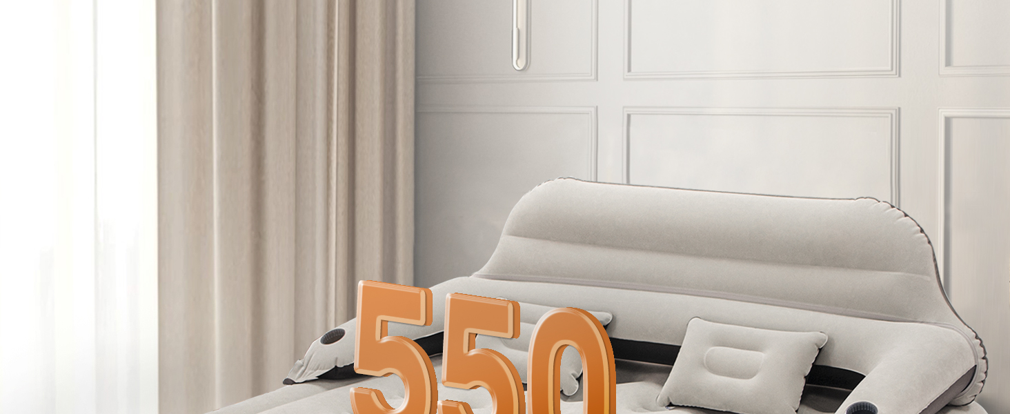 Надувний матрац RAPTAVIS Kingsize з підголівком та подушкою - ліжко для гостей, пляжу, кемпінгу