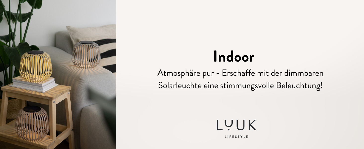 LUUK LIFESTYLE Бездротова сонячна LED-лампа для дому та вулиці, димірується, декоративний світильник із тіньовим ефектом для балкона й саду, сіра