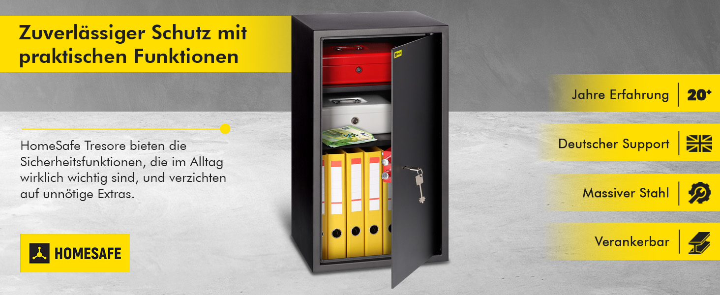 Сейф Homesafe HV15K з ключовим замком, металевий, Carbon Satin Чорний (70x40x36 см)