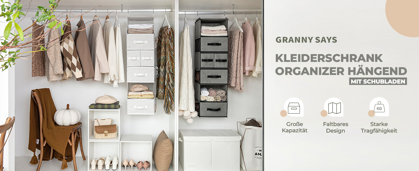 Органайзер для шафи GRANNY SAYS, сірий, з висувними ящиками, настінний, 1 шт.