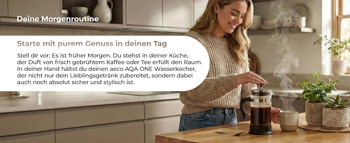 Електричний чайник Aeco AQA NEO з нержавіючої сталі, 1.7 л, 2150 Вт, без BPA, фільтр від накипу, бездротовий, CoolTouch, шампань сріблястий