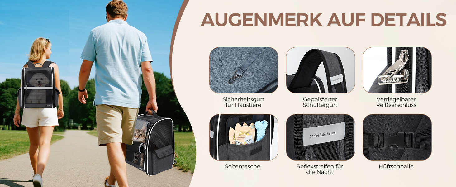 Рюкзак для собак та котів середніх та маленьких порід (2-8 кг), рюкзак-переноска з сіткою для прогулянок, подорожей, відпочинку на природі (чорний) M Чорний