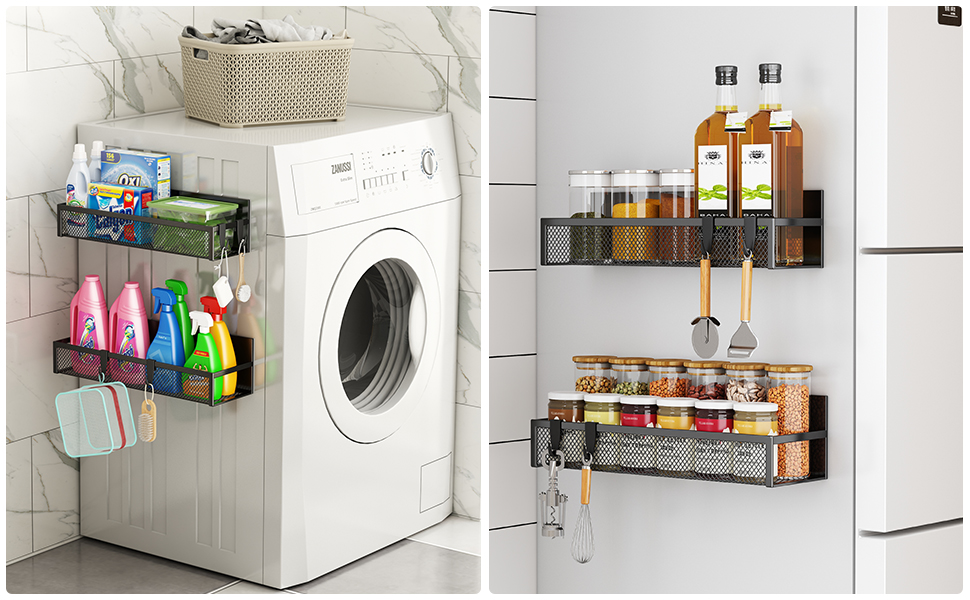 Магнітна поличка для холодильника з 8 гачками, 2 шт. - органайзер для кухні