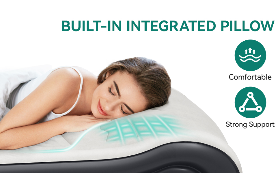 Надувний матрац YITAHOME 2x1,5м з електропомпою, самонадувний, для 2 осіб, білий/блакитний