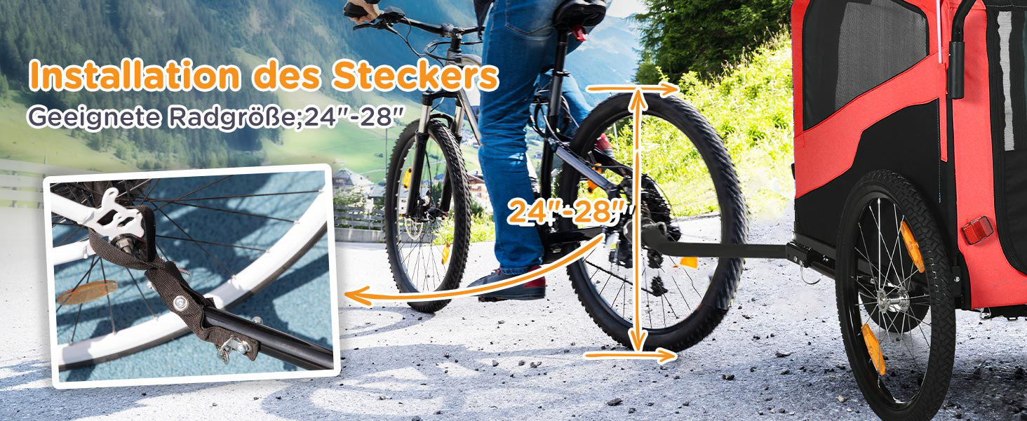 PawHut 2-в-1: Причіп для собак, велосипедний причіп для собак, візок для собак з відбивачами, до 30 кг, для великих собак, Oxford-тканина (Червоний)