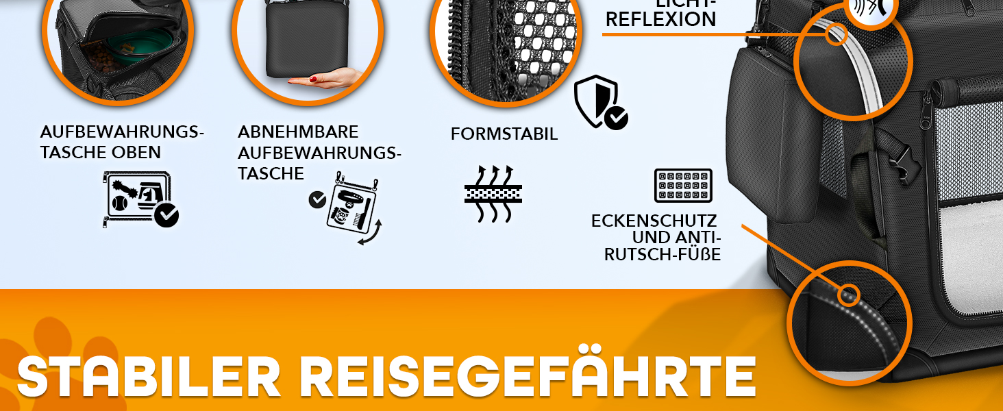 Транспортна переноска для собак та котів TRESKO® S (50x34x34 см) з підкладкою, шпателем та відбивачами | Переноска для собак та котів | Міцна переноска для собак, сіра