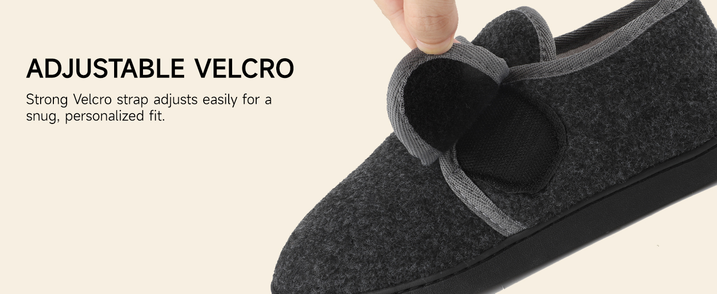 Тапочки чоловічі TIESTRA з термопресом для діабетиків, широка стопа, з підошвою з memory foam, чорні, розмір 41-47 (EU 45)