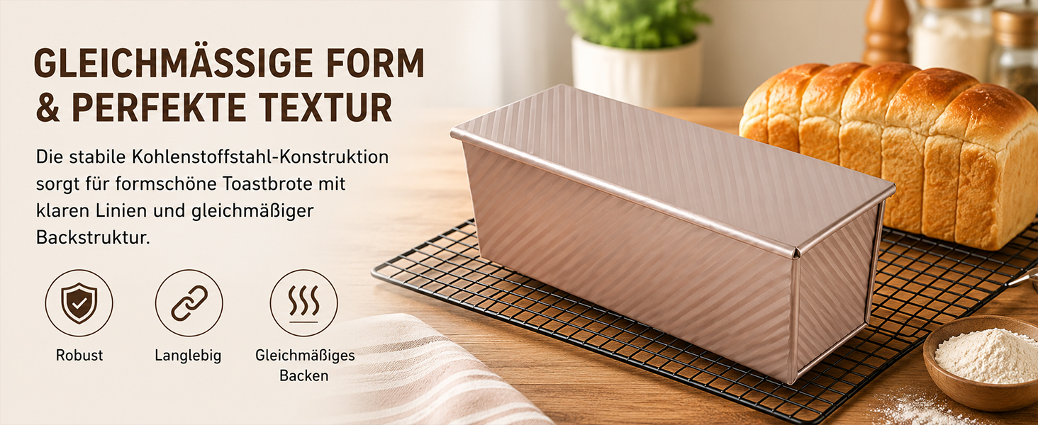 Форма для випікання тостів та хліба з кришкою, вуглецева сталь, антипригарне покриття, 32x12x11.5 см, 1000г
