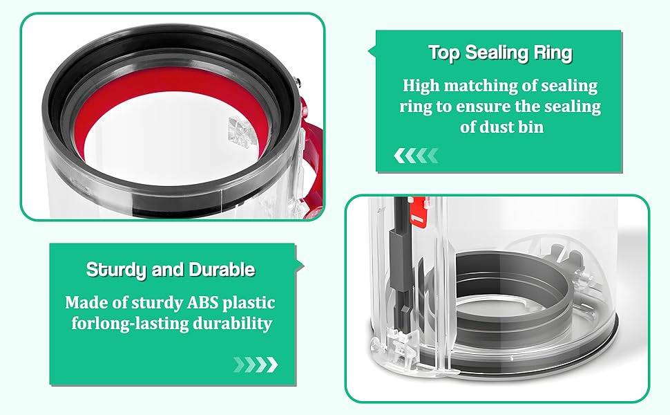 Dyson V11/V15/SV14/SV15/SV22 Replacement Dust Bin & HEPA Filter - Compatible with Dyson Vacuum Cleaners (970050-01/965443-01)