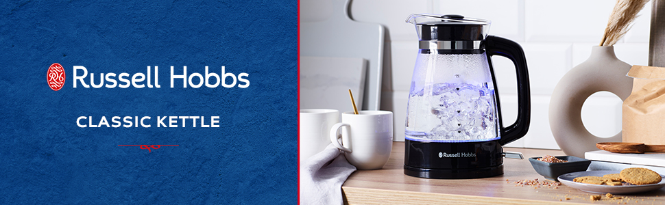 Електричний чайник Russell Hobbs 26080-70 з скляною колбою та LED-підсвіткою, 1.7 л, 2400 Вт