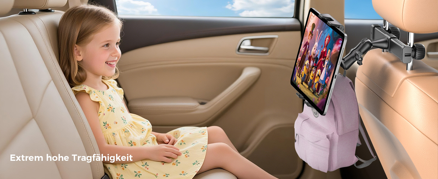 Тримач для планшета в авто OHLPRO: кріплення на підголівник, шарнірний кронштейн, сумісний з iPad, телефонами, Switch, Samsung (5-13 дюймів)