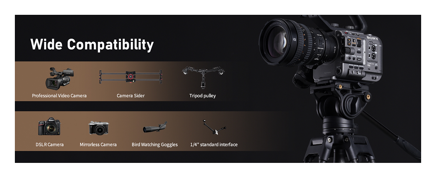 Штатив відео Cayer BF30L з пливним кріпленням, 73' (22м) – міцний штатив для DSLR, відеокамер, камер (13.2 кг)