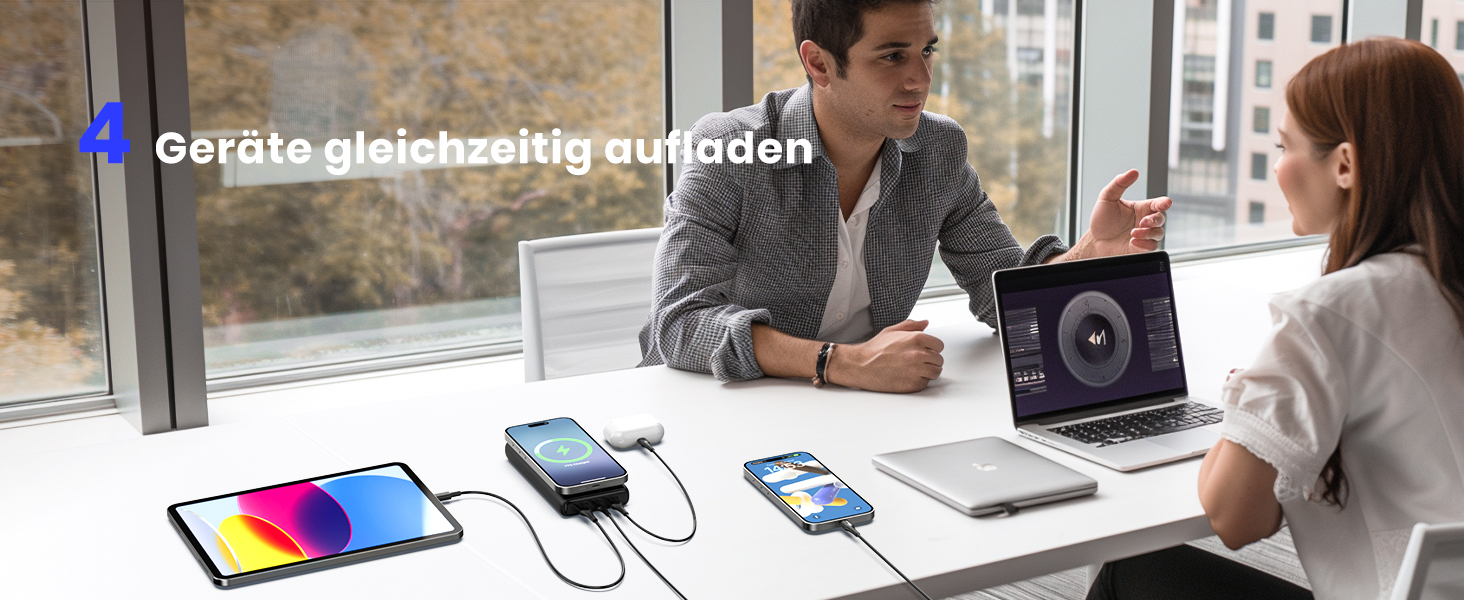 Power Bank BRENCIL 27000mAh з бездротовою зарядкою 15W, PD/QC, USB-C, чорний