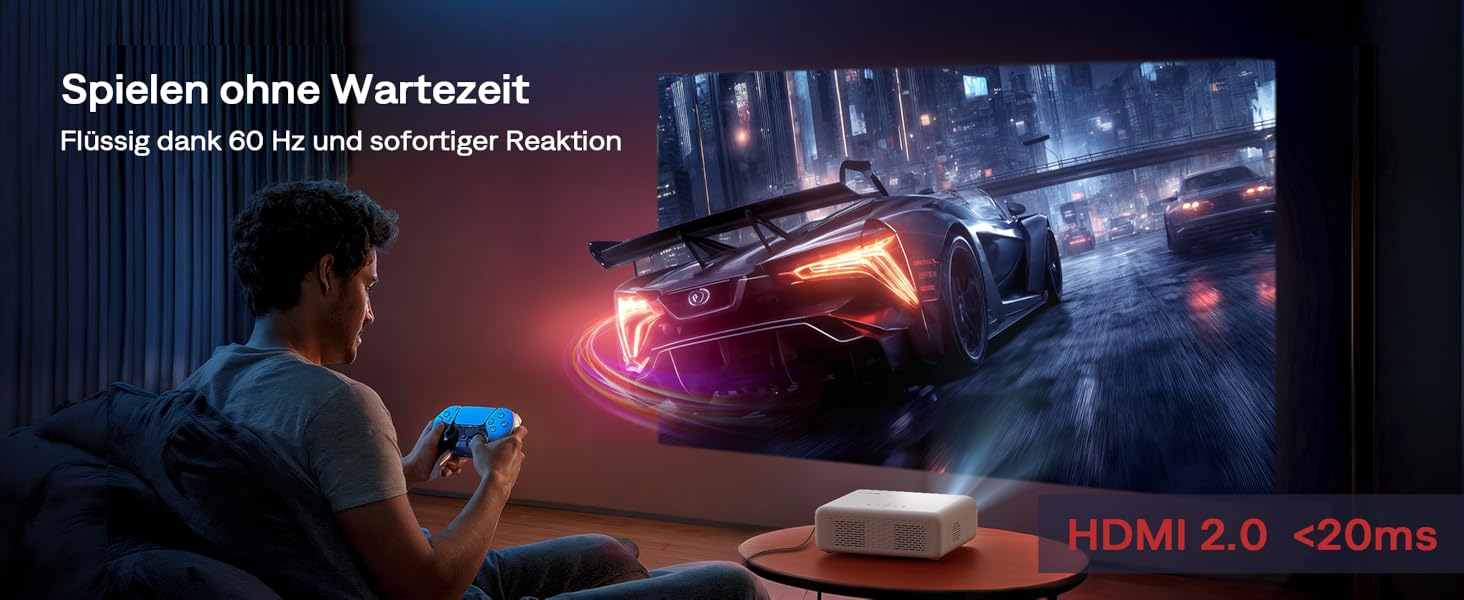 Aurzen Eazze D1 Smart Beamer: 4K проєктор для домашнього кінотеатру з WiFi, Bluetooth, автофокусом та корекцією трапецеїдальних спотворень. Підтримка Netflix, Dolby Audio, Full HD 1080P. Білий (GTV)